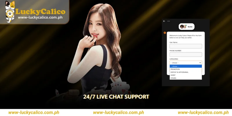 Luckycalico Contact Us – 24/7 Support in the Philippines 1 24/7 Live Chat Support